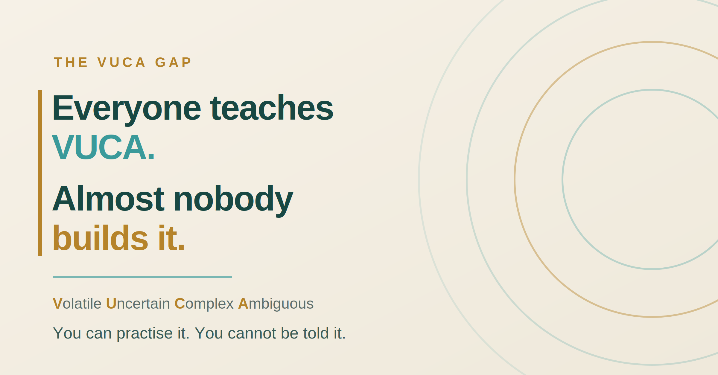 Everyone Teaches VUCA. Almost Nobody Builds It.